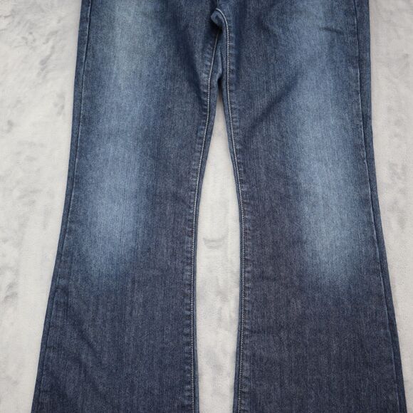 Calvin Klein Pants Womens 11 Blue Flare Low Rise Button Dark Wash Denim Jeans - Picture 13 of 16